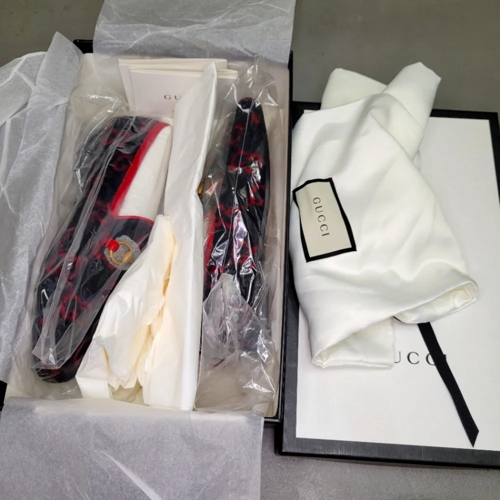 [BNIB] Gucci New Jordaan Wool GG Logo Horsebit Loafer Women 36